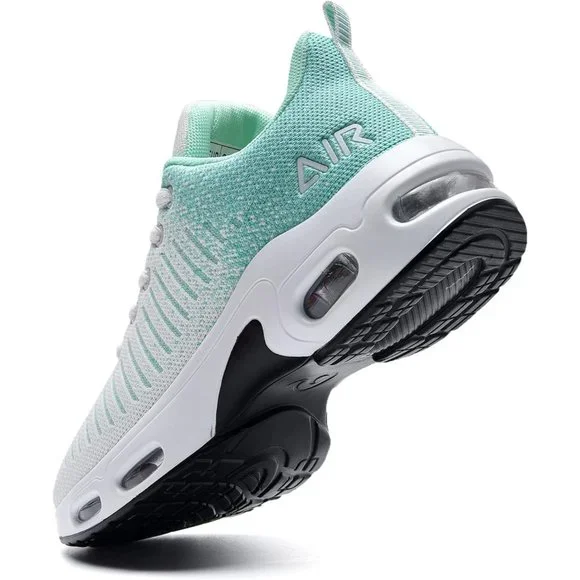 Women Tennis Sports Athletic Workout Running Sneakers White Green Lightweight - Picture 5 of 6